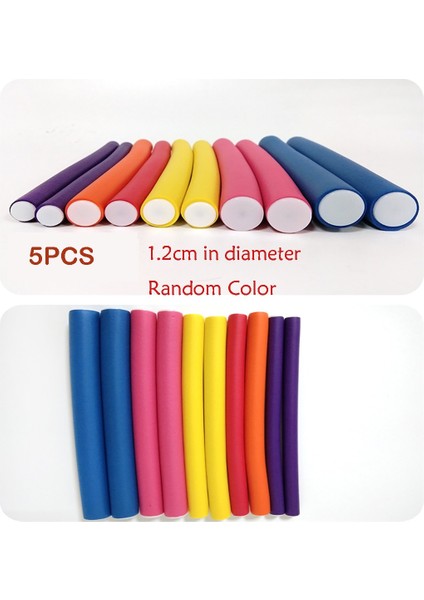Çap 1.2cm -5 Adet Stil Kıvırcık Saç Ürünleri Kauçuk Yeniden Kullanılabilir Rulo Saç Bigudi Isısız Kısa Uzun Saç Şekillendirme Aracı Isısız Saç Maşası (Yurt Dışından)
