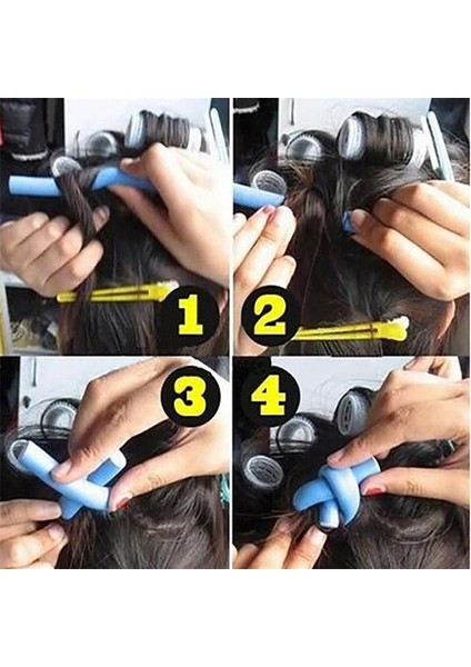Çap 1.2cm -5 Adet Stil Kıvırcık Saç Ürünleri Kauçuk Yeniden Kullanılabilir Rulo Saç Bigudi Isısız Kısa Uzun Saç Şekillendirme Aracı Isısız Saç Maşası (Yurt Dışından)