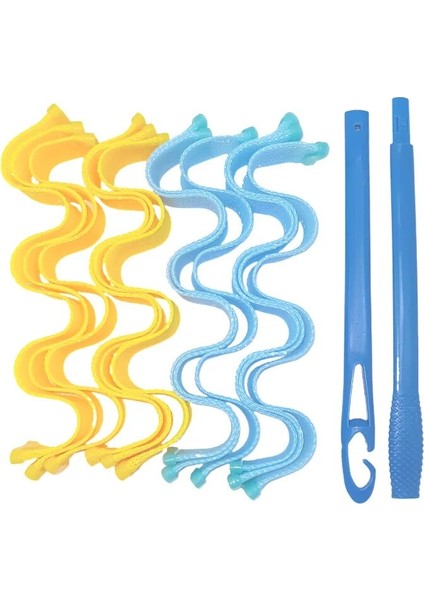 Mavi ve Sarı Tarzı Sihirli Saç Bigudi Saça Zarar Vermez Dıy Dalga Kıvırma Silindirleri Taşınabilir Saç Modeli Çubukları 30CM Dayanıklı Kıvırma Saç Şekillendirme Araçları (Yurt Dışından)