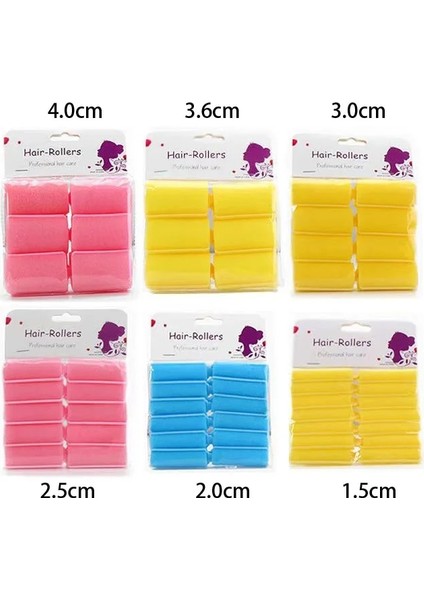 6pcs 3.6cm Yellow Style Smalllarge Sponge Curls Curly Wavy Curly Professional Styling Foam Soft Sponge Curler Roller Wet Hair Foam Hair Foam Rollers (Yurt Dışından)
