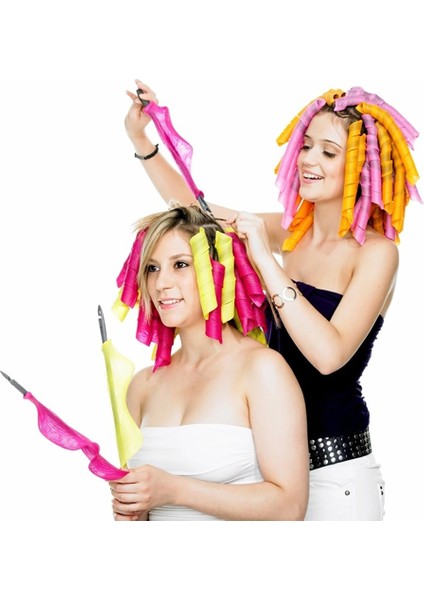 Turuncu Pembe 18 Adet Tarzı 50 cm Dalgalı Spiral Yuvarlak Yumuşak Sihirli Saç Bigudi Gecede Olabilir Dıy Kadın Modelleyici Isısız Bukleler Silindirler Araçları (Yurt Dışından) fiyatları