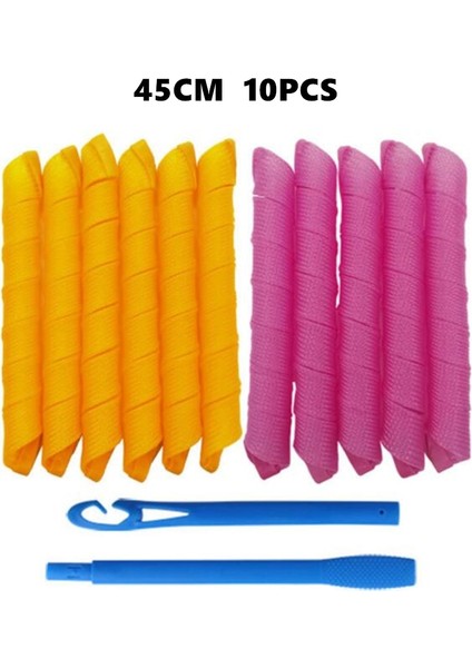 45CM 10 Adet Tarzı Sihirli Saç Bigudi Isısız Dıy Saç Silindirleri Kıvırcıklaştırıcılar Saç Modeli Rulo Spiral Rulo Dalga Şekillendiriciler Saç Şekillendirme Araçları cm (Yurt Dışından)