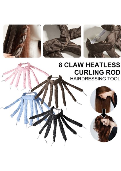 Pembe Tarzı 8 Claw Heatless Curling Rod Headband No Heat Hair Curlers Ribbon Hair Rollers Sleeping Soft Curl Bar Wave Formers Hair Styling (Yurt Dışından) fiyatları