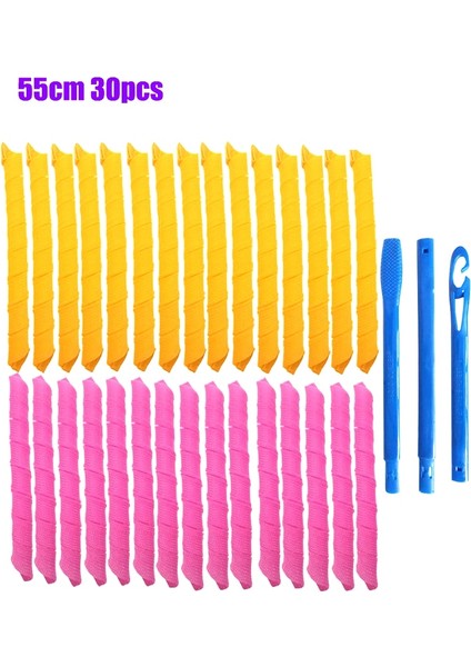 55CM 30 Adet Tarzı Saç Silindirleri (Cm) Salyangoz Şekli Dalga Şeklinde Değil Spiral Yuvarlak Bukleler Saç Bigudi Yumuşak Saç Bigudi Sihirli Saç Silindirleri Dıy (Yurt Dışından)
