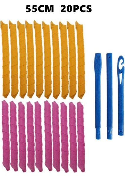 55CM 20 Adet Tarzı Dıy Sihirli Saç Bigudi Isısız Saç Silindirleri Kıvırcıklaştırıcılar Saç Modeli Rulo Çubukları Dalga Şekillendiriciler Kıvırma Çubukları Saç Şekillendirme Araçları (Yurt Dışından)