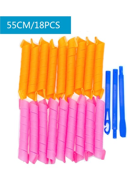 55CM 18 Adet Tarzı Saç Silindirleri (Cm) Salyangoz Şekli Dalga Şeklinde Değil Spiral Yuvarlak Bukleler Saç Bigudi Yumuşak Saç Bigudi Sihirli Saç Aletleri (Yurt Dışından)