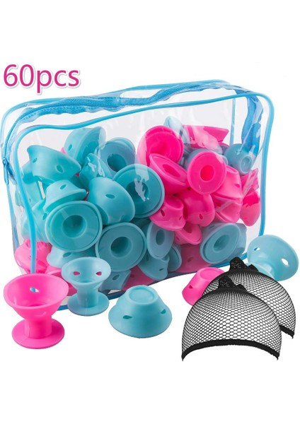 Blue 30 Big 30 Small Style Silikon Saç Maşaları Kauçuk Parçalar Sihirli Saç Bukle Maşaları Saç Isı Yok Klipssiz Yumuşak Saç Bukle Maşaları Uyku Şekillendirici Bukleler (Yurt Dışından)