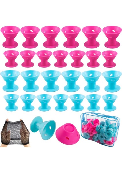 Blue 30 Big 30 Small Style Silikon Saç Maşaları Kauçuk Parçalar Sihirli Saç Bukle Maşaları Saç Isı Yok Klipssiz Yumuşak Saç Bukle Maşaları Uyku Şekillendirici Bukleler (Yurt Dışından)