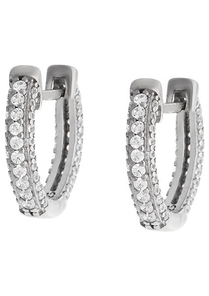 Starlight Diamond Zirkon Taşlı Mikro Halka Tasarım 925 Ayar Gümüş Küpe