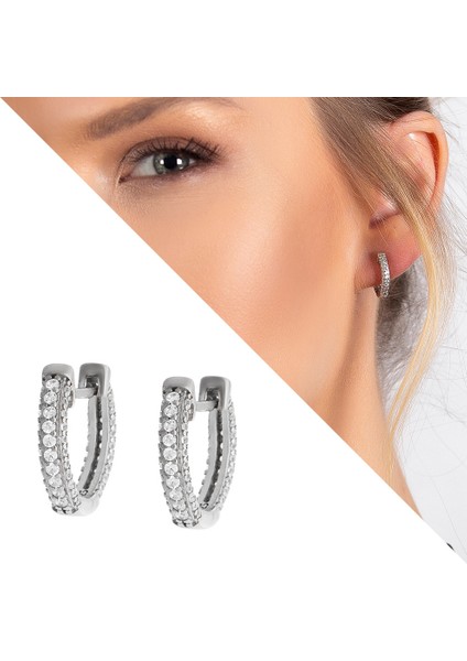 Starlight Diamond Zirkon Taşlı Mikro Halka Tasarım 925 Ayar Gümüş Küpe fiyatları