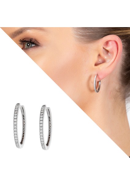 Starlight Diamond Tek Sıra Zirkon Taşlı Halka Tasarım 925 Ayar Gümüş Küpe fiyatları