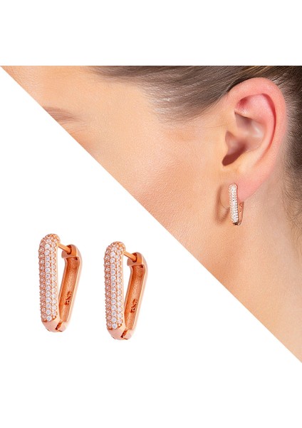 Starlight Diamond Zirkon Taşlı V Tasarım Rose Renk 925 Ayar Gümüş Küpe fiyatları