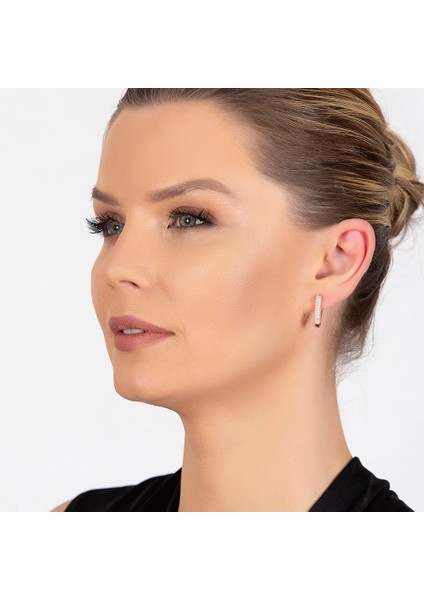 Starlight Diamond Zirkon Taşlı V Tasarım Rose Renk 925 Ayar Gümüş Küpe fırsatları