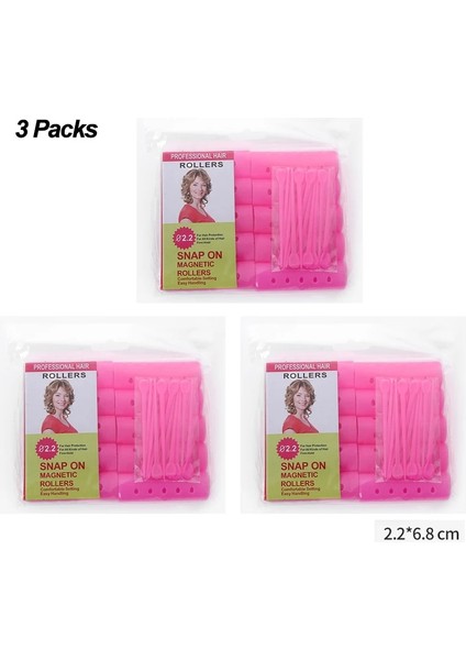 22 mm Tarzı 3 Packsset Plastik Saç Silindirleri Saç Kiti ile Soğuk Perma Çubukları Bigudi Çubukları Air Bang Clip Curling Kabarık Dalgalı Make (Yurt Dışından)