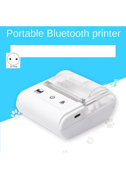 Kablosuz Mini Termal Yazıcı Taşınabilir Bluetooth Makbuz Yazıcısı Termal Bt 58MM Termal Makbuz Baskı Siyah Ab Tak (Yurt Dışından)