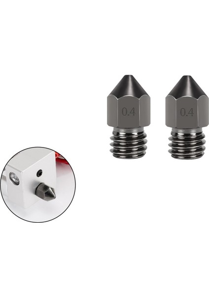 3D Yazıcı Için 2 Adet 0,4mm Sertleştirilmiş Çelik Mk8 Ekstruder Nozulları -10 / 3/5, 3/v2 Ender3 Pro, Prusa I3 (Yurt Dışından)
