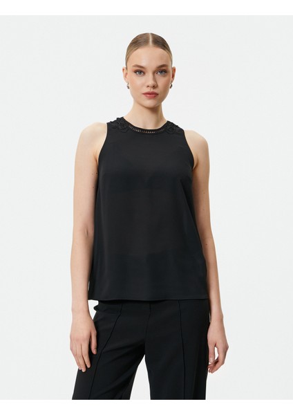 Şifon Bluz Halter Yaka Işleme Detaylı modelleri