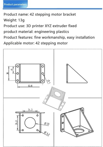3D Yazıcı Aksesuarları Motor Montajı 42 Step Motor Braketi Plastik Braket 42 Motor Evrensel (Yurt Dışından) modelleri