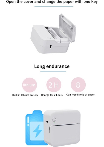 Mini Cep Yazıcısı Not Hesabı Fotoğraf Yazıcıları Taşınabilir Bluetooth Termal Etiket Yazıcısı Küçük Ev Yazıcısı Mavi (Yurt Dışından)