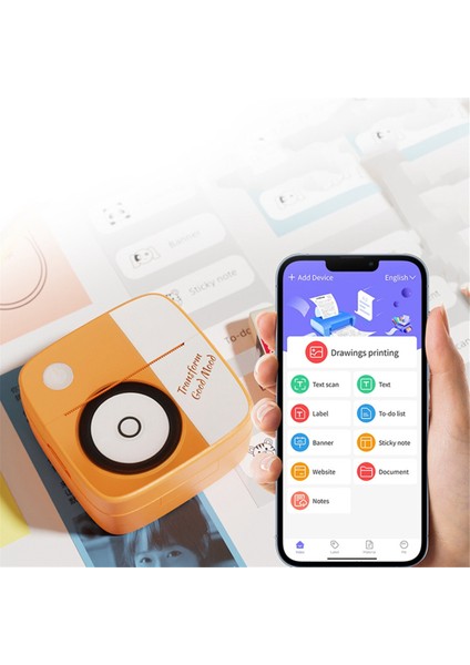 Mini Cep Yazıcısı Kavanoz Kutularını Etiketlemek Için Mini Taşınabilir Etiket Yazıcısı Ofis USB Şarj Edilebilir Kullanımı Kolay (Yurt Dışından)