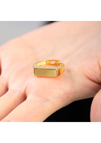 Modern Tasarım Gold Renk Free Size 925 Ayar Gümüş Kadın Tektaş Yüzük fırsatları