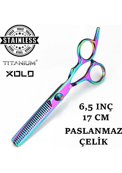 4 Parça Deri Çantalı Profesyonel Saç Kesim Seti Rainbow XLQ501502577B