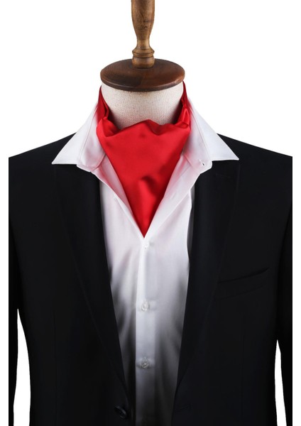 Kırmızı Düz Ascot Fular K573