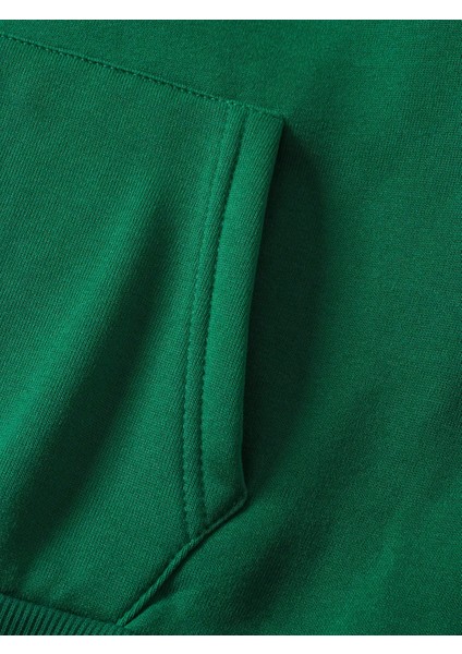 Unisex Kadın Yeşil Düz Renk Günlük Hoodie Bol Kesim Sweatshirt Içi Polarlı Oversize Kapüşonlu fırsatları