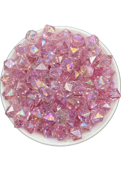 100GR 10MM Janjanlı Pembe Renk Küp,kübik Model Akrilik Boncuk,takı ,çanta Boncuğu (100GR,~180 Adet) fiyatları