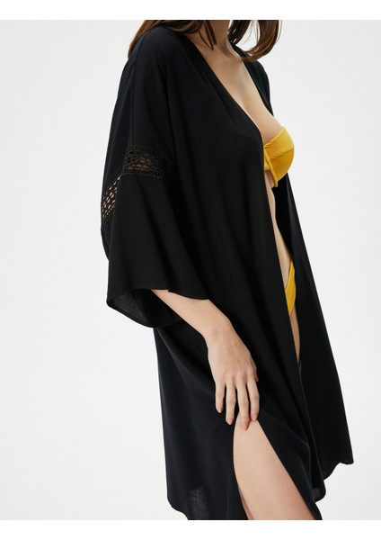 Oversize Plaj Kimono Geniş Kollu Viskon