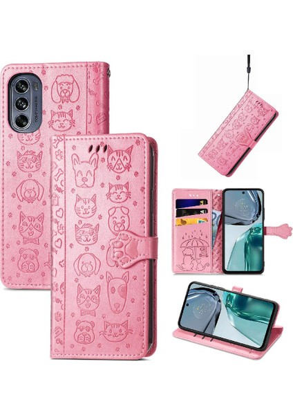 Moto G62 Flip Kapak Için Kılıf Darbeye Karikatür Hayvanlar Kısa Kayış Kılıf (Yurt Dışından) fiyatları