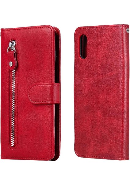 Xiaomi Redmi 9A Kart Yuvası Sahipleri Için Kılıf Koruyucu Kapak Deri Fermuar (Yurt Dışından)