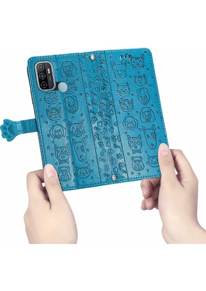 Oppo A53 2020 Için Kılıf Kısa Kayış Kapak Çevirin Kılıf Karikatür Hayvanlar (Yurt Dışından) modelleri