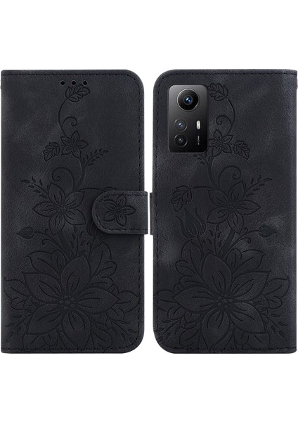 Xiaomi Redmi Note 12S Için Kılıf Kabartmalı Lily Premium Pu Deri Cüzdan Stili Kart Tutuculu ve Standlı Çevirmeli Telefon Kılıfı (Yurt Dışından)