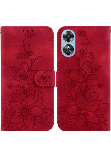 Oppo A17/A17K Için Kılıf Kabartmalı Lily Premium Pu Deri Cüzdan Stili Kart Tutuculu ve Standlı Çevirmeli Telefon Kılıfı (Yurt Dışından) indirimleri