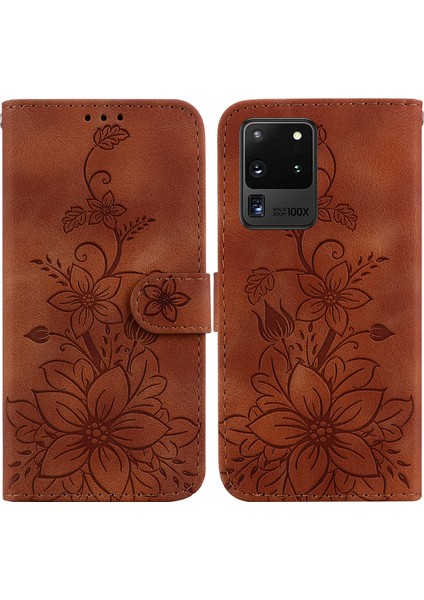 Samsung Galaxy S20 Ultra Için Kılıf Kabartmalı Lily Premium Pu Deri Cüzdan Stili Kart Tutuculu ve Standlı Çevirmeli Telefon Kılıfı (Yurt Dışından) indirimleri