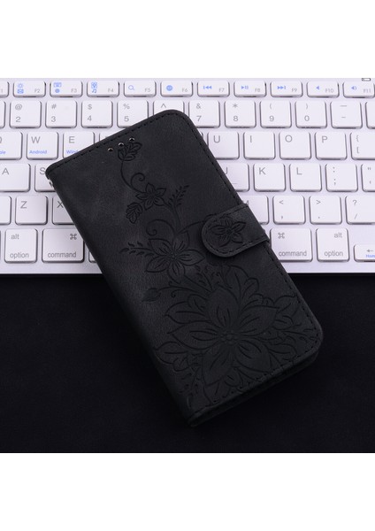 BDT Boutique Tecno Camon 19 Için Kılıf Kabartmalı Lily Premium Pu Deri Cüzdan Stili Kart Tutuculu ve Standlı Çevirmeli Telefon Kılıfı (Yurt Dışından)