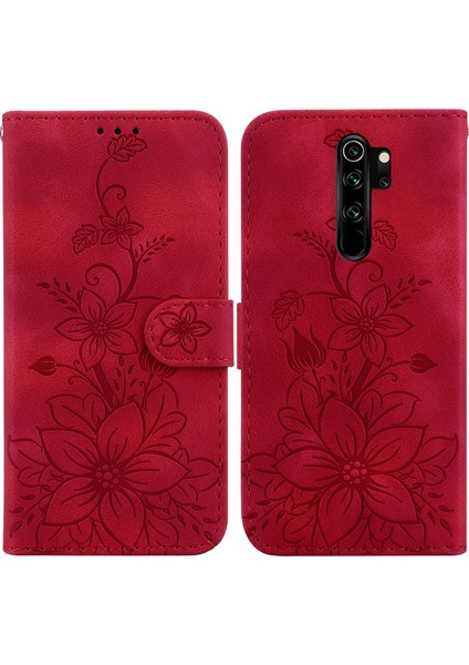 BDT Boutique Xiaomi Redmi Note 8 Pro Için Kılıf Kabartmalı Lily Premium Pu Deri Cüzdan Stili Kart Tutuculu ve Standlı Çevirmeli Telefon Kılıfı (Yurt Dışından)