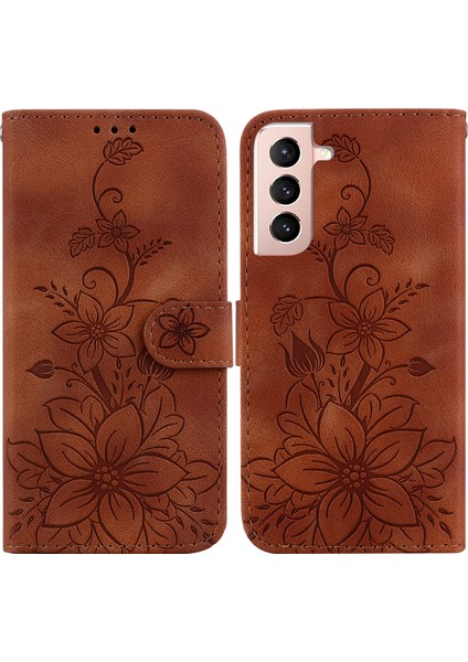 Samsung Galaxy S21 Için Kılıf Kabartmalı Lily Premium Pu Deri Cüzdan Stili Kart Tutuculu ve Standlı Çevirmeli Telefon Kılıfı (Yurt Dışından) indirimleri