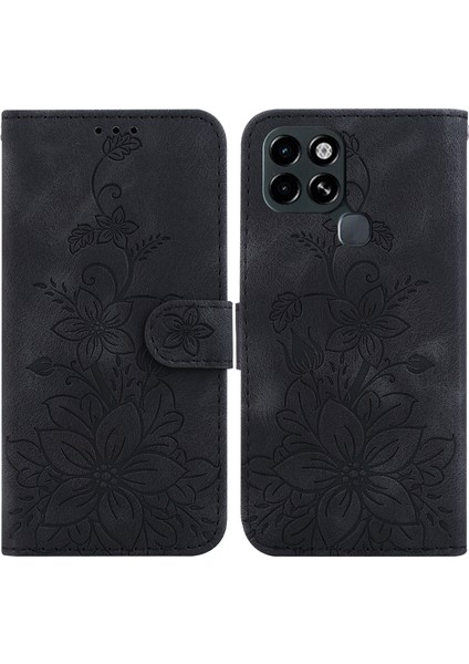 Infinix Smart 6 Için Kılıf Kabartmalı Lily Premium Pu Deri Cüzdan Stili Kart Tutuculu ve Standlı Çevirmeli Telefon Kılıfı (Yurt Dışından)