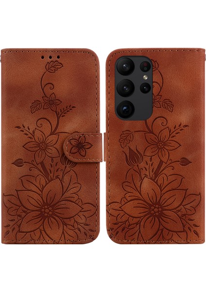 Samsung Galaxy S24 Ultra Için Kılıf Kabartmalı Lily Premium Pu Deri Cüzdan Stili Kart Tutuculu ve Standlı Çevirmeli Telefon Kılıfı (Yurt Dışından) indirimleri
