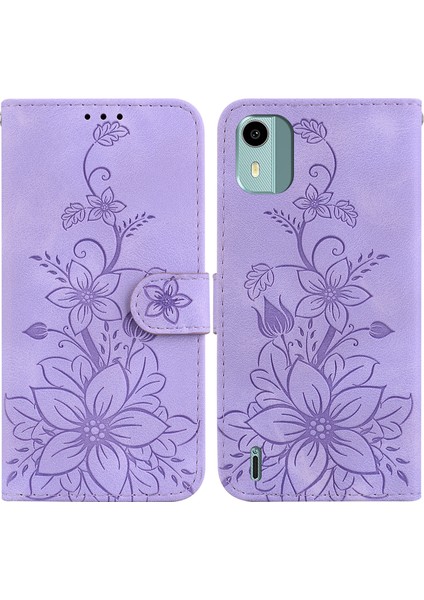 Nokia C12 Için Kılıf Kabartmalı Lily Premium Pu Deri Cüzdan Stili Kart Tutuculu ve Standlı Çevirmeli Telefon Kılıfı (Yurt Dışından) indirimleri