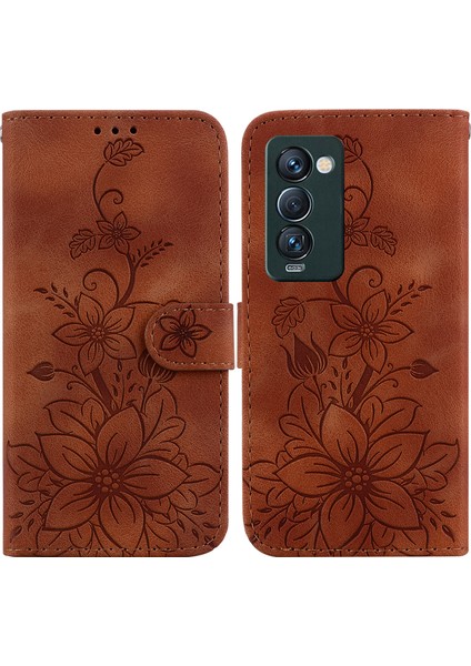 Tecno Camon 18 Premier Için Kılıf Kabartmalı Lily Premium Pu Deri Cüzdan Stili Kart Tutuculu ve Standlı Çevirmeli Telefon Kılıfı (Yurt Dışından) indirimleri