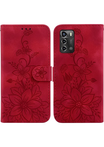 Zte Blade A72 Için Kılıf Kabartmalı Lily Premium Pu Deri Cüzdan Stili Kart Tutuculu ve Standlı Çevirmeli Telefon Kılıfı (Yurt Dışından)