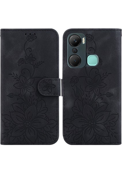 Infinix Hot 12 Pro Için Kılıf Kabartmalı Lily Premium Pu Deri Cüzdan Stili Kart Tutuculu ve Standlı Çevirmeli Telefon Kılıfı (Yurt Dışından)