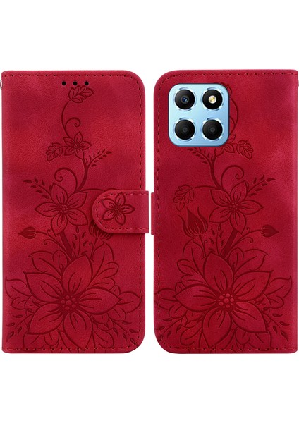 Honor X8 5g Için Kılıf Kabartmalı Lily Premium Pu Deri Cüzdan Stili Kart Tutuculu ve Standlı Çevirmeli Telefon Kılıfı (Yurt Dışından) indirimleri