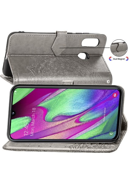 Samsung A40 Flip Zarif Desen Iş Deri Telefon Kılıfı (Yurt Dışından) fırsatları