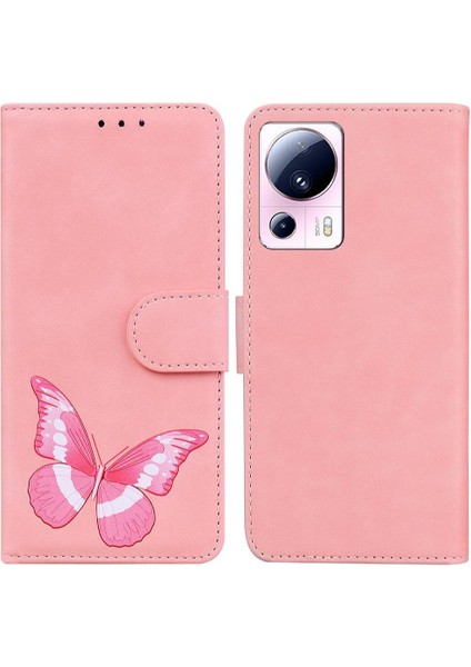 Xiaomi 13 Lite Flip Folio Cüzdan Kart Yuvaları Renk Baskılı Telefon Kılıfı (Yurt Dışından)