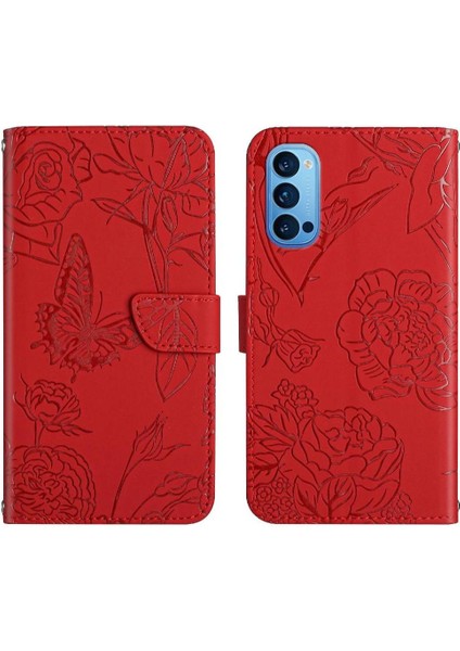 Bilek Kayışı Çiçekler ve Kelebekler Pu Flip ile Oppo Oppo 4 Pro Için Telefon Kılıfı (Yurt Dışından)