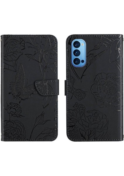Bilek Kayışı Çiçekler ve Kelebekler Pu Flip ile Oppo Oppo 4 Pro Için Telefon Kılıfı (Yurt Dışından)